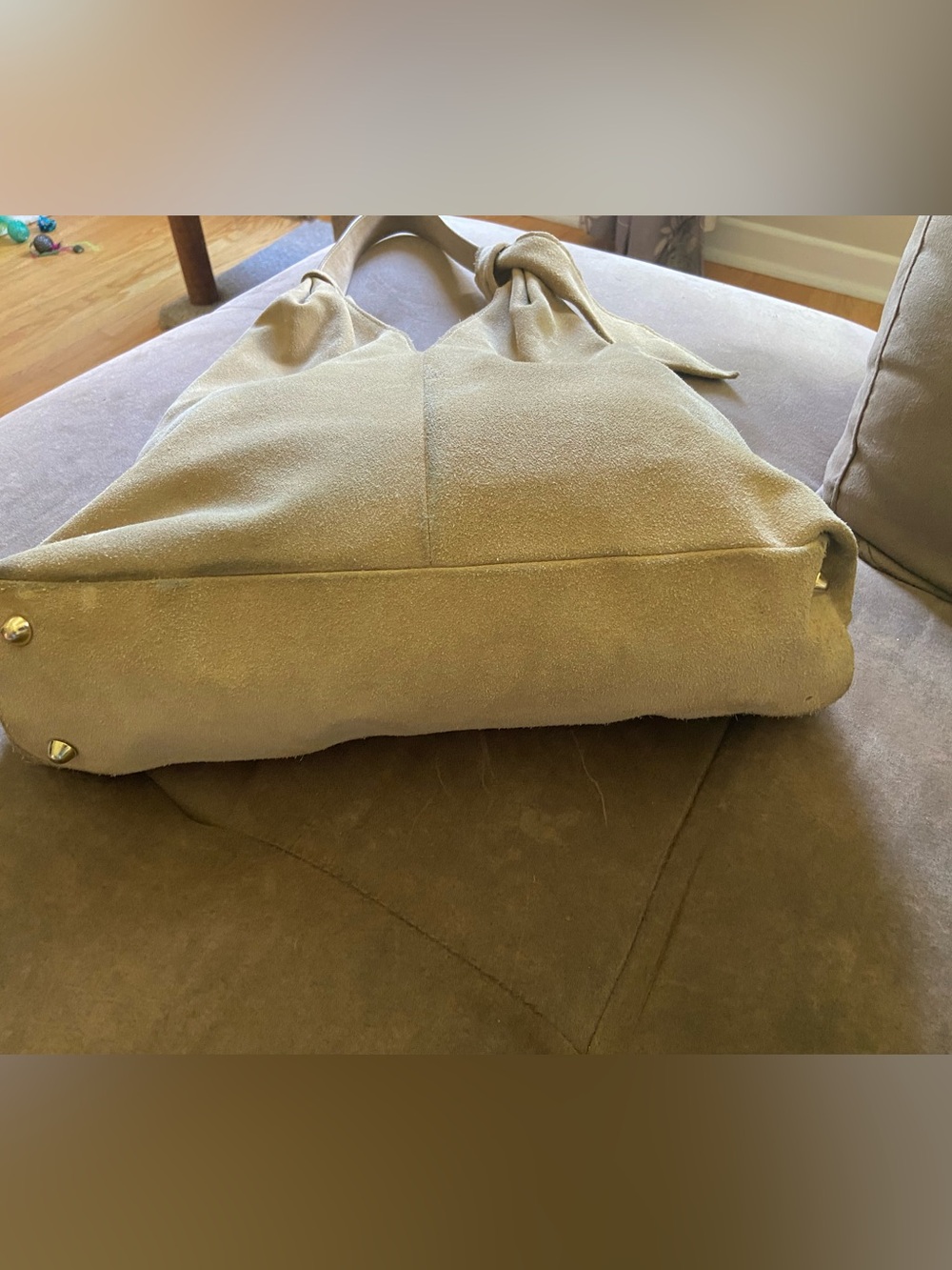 Knot-Detail Suede Shoulder Bag in Tan - Picture 3 of 8